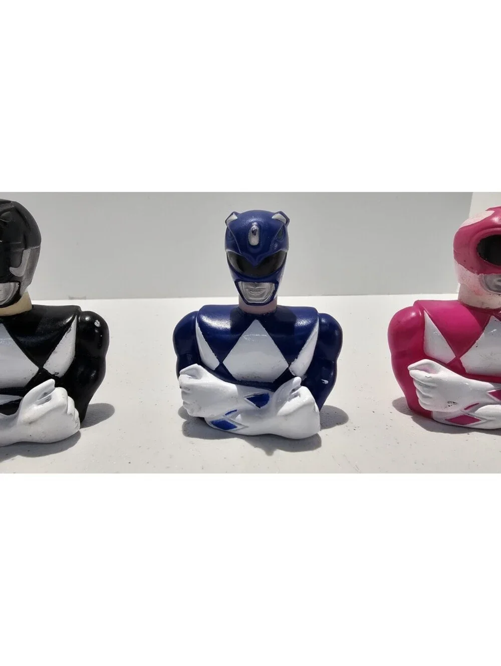Vintage 1993 Mighty Morphin Power Rangers Soft Toppers Black Blue Pink